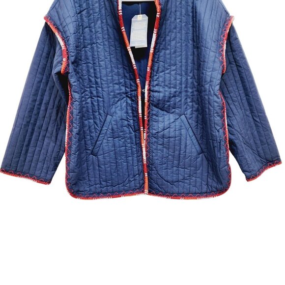 Democracy Womens Long Sleeve Quilted Jacket Midnight Blue Size M - Picture 9 of 14